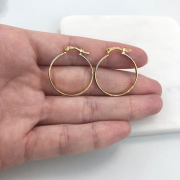 18K Gold Layered Oro Laminado 23 mm Tri-Tone Texturized Hoops Wholesale 21.0399